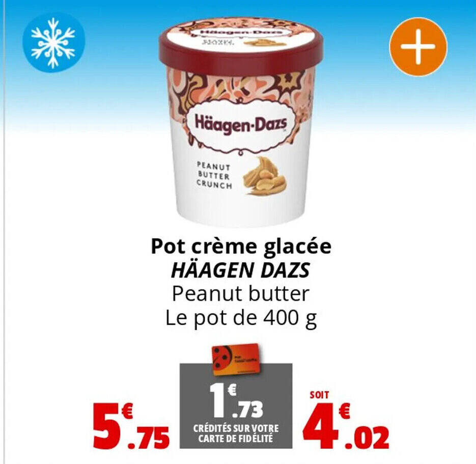 Promo Pot crème glacée HÄAGEN DAZS Peanut butter Le pot de 400 g chez