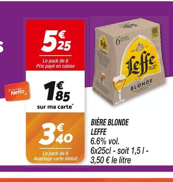 Promo LEFFE BIÈRE BLONDE chez Netto