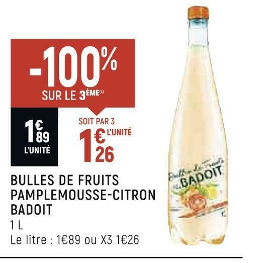 Promo Badoit Bulles De Fruits Pamplemousse Citron Chez Spar