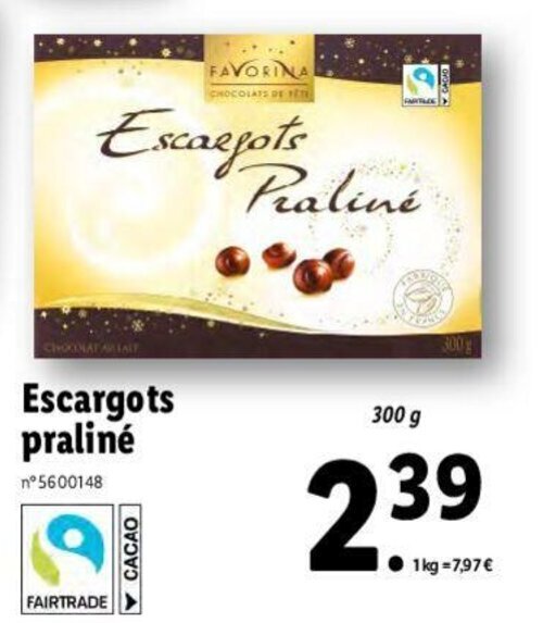 Promo Escargots praliné chez Lidl