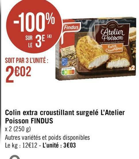 Promo Findus Colin Extra Croustillant Surgel Latelier Poisson Chez