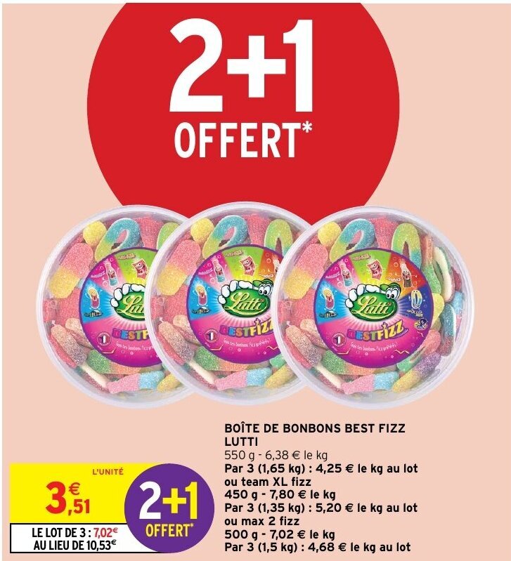 Promo Boîte de bonbons best fizz lutti chez Intermarché