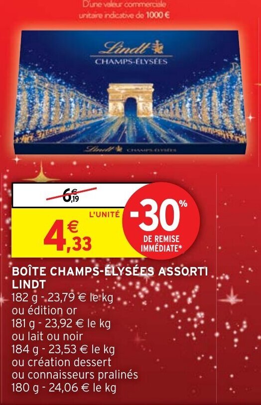 Promo Boîte Champs Élysées Assorti Lindt chez Intermarché