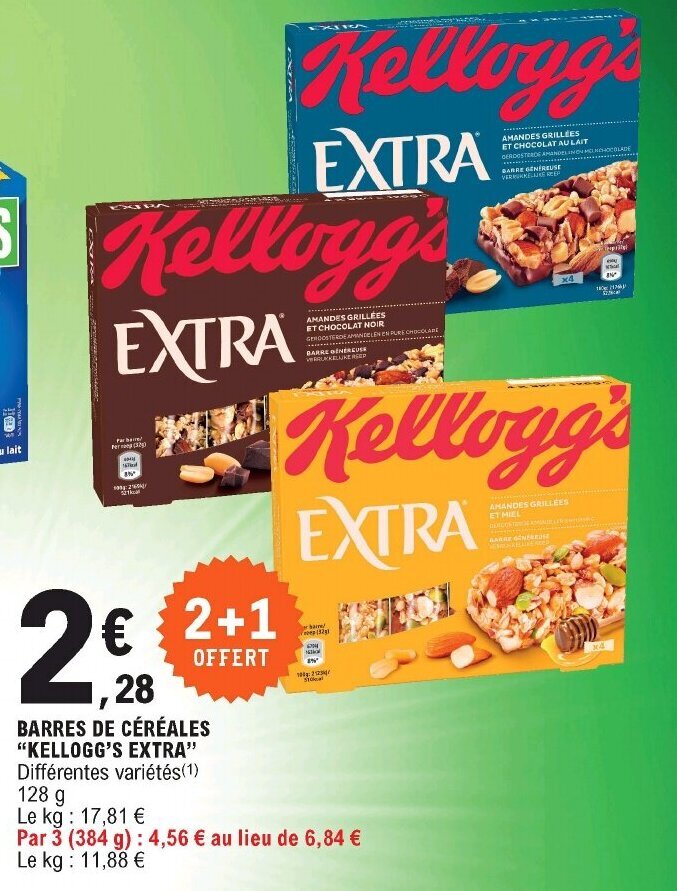 Promo Barres de céréales kellogg s extra chez E Leclerc