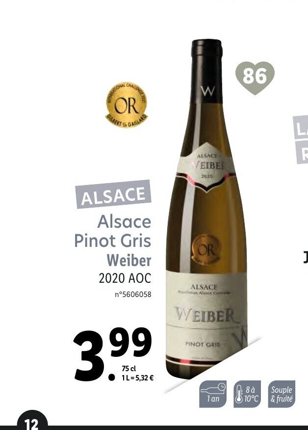 Promo Alsace Pinot Gris Chez Lidl