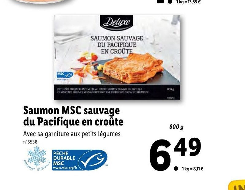 Promo Saumon MSC Sauvage Du Pacifique En Croute Chez Lidl