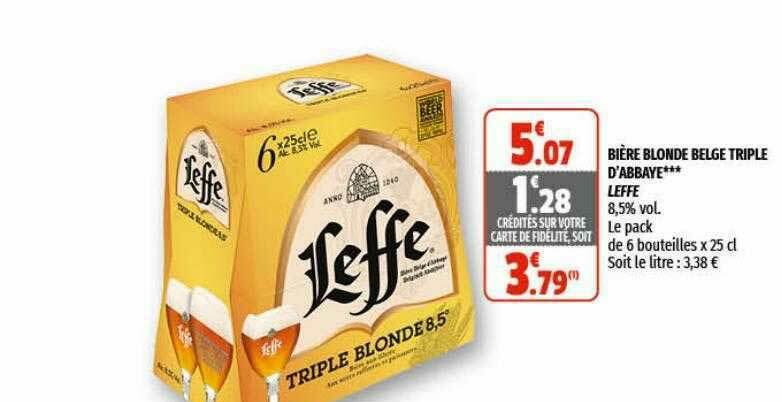 Promo Bière Blonde Belge Triple D abbaye Leffe chez Coccimarket