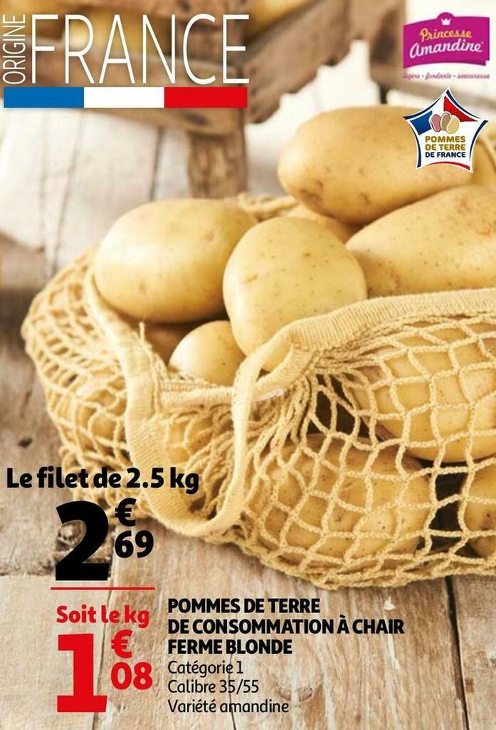 Promo Pommes de terre de consommation à chair ferme blonde chez Auchan