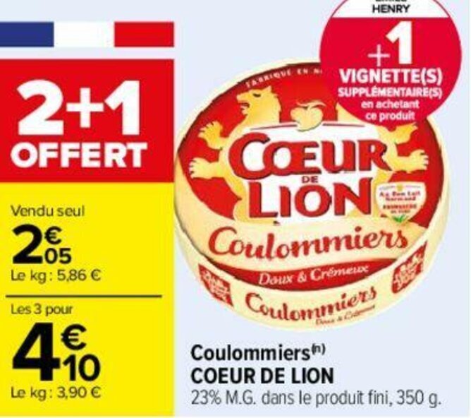 Promo Coulommiers COEUR DE LION Chez Carrefour