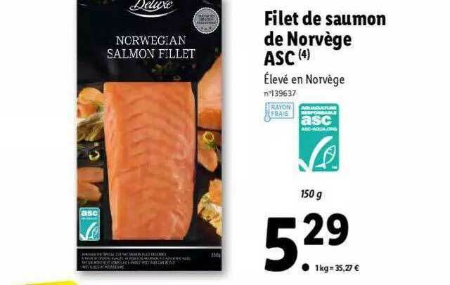 Promo Filet De Saumon De Norv Ge Asc Deluxe Chez Lidl