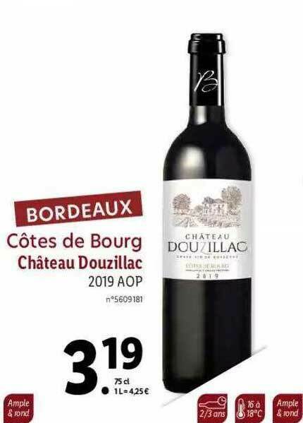 Promo Bordeaux Côtes De Bourg Château Douzillac 2019 Aop chez Lidl