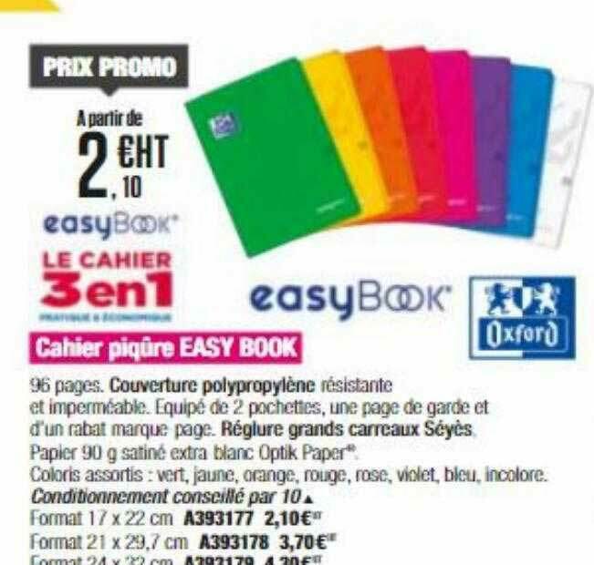 Promo Cahier Piqûre Easybook Oxford chez Calipage