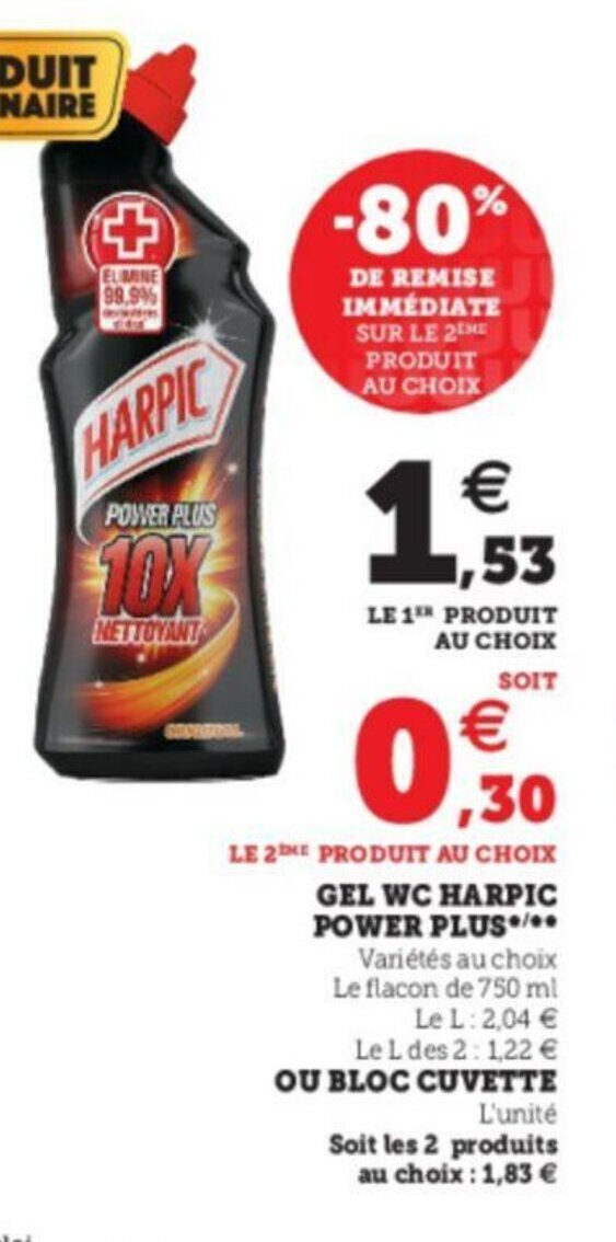 Promo Gel Wc Harpic Power Plus Chez Super U