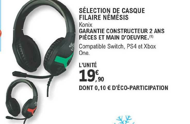 Promo Casque Filaire Némésis Konix chez E Leclerc