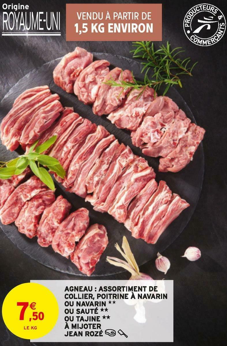 Promo Jean rozé agneau assortiment de collier poitrine à navarin ou