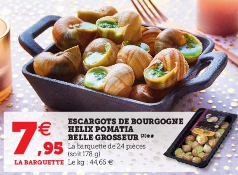 Promo Escargots De Bourgogne Helix Pomatia Belle Grosseur Chez Super U