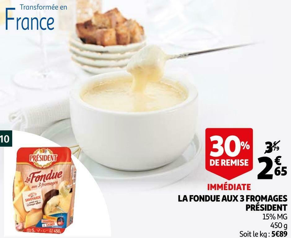 Promo Président la fondue aux 3 fromages chez Auchan