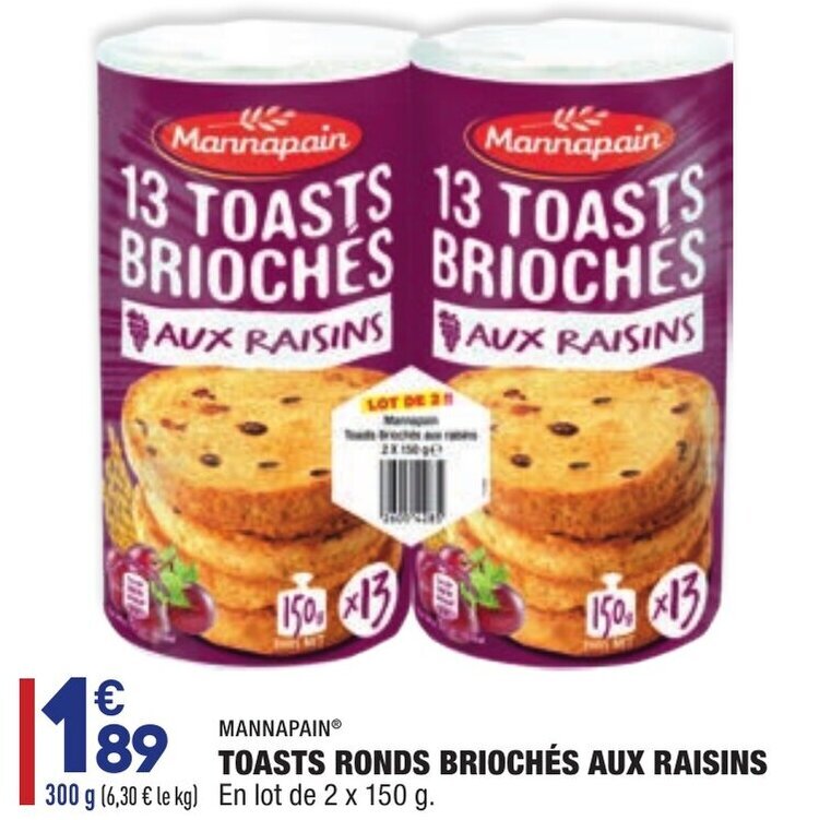 Promo Toasts Ronds Brioch S Aux Raisins Chez Aldi