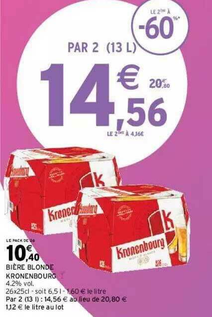 Promo Bi Re Blonde Kronenbourg Chez Intermarch