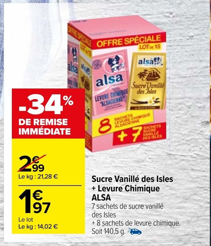 Promo Sucre Vanill Des Isles Levure Chimique Alsa Chez Carrefour Market