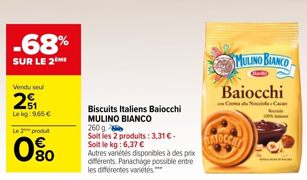 Promo Biscuits Italiens Baiocchi Mulino Bianco Chez Carrefour