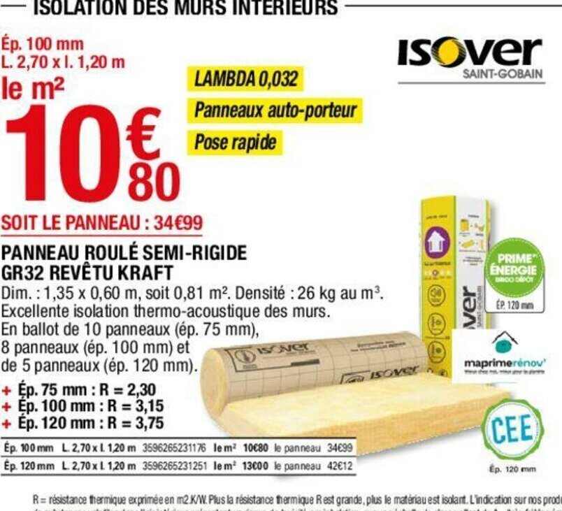 Promo Panneau roulé semi rigide gr32 revêtu kraft chez Brico Dépôt