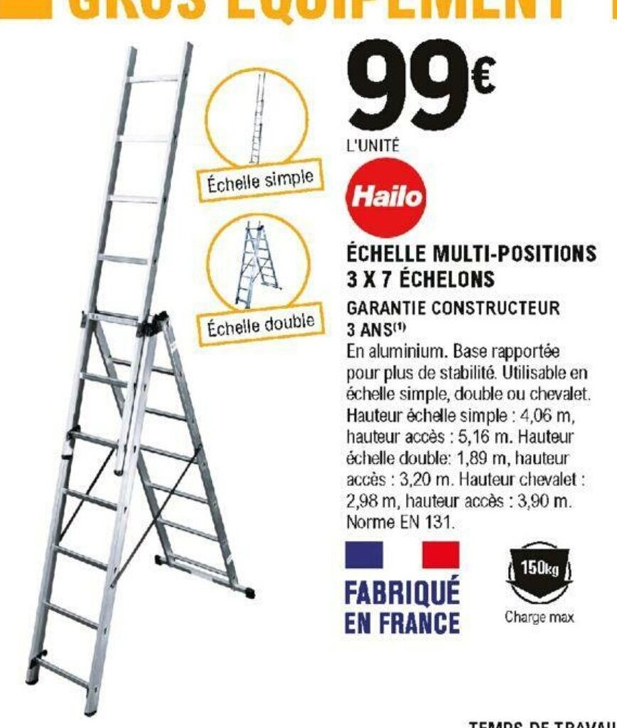 Promo Échelle multi positions 3 X 7 Échelons chez E Leclerc Brico