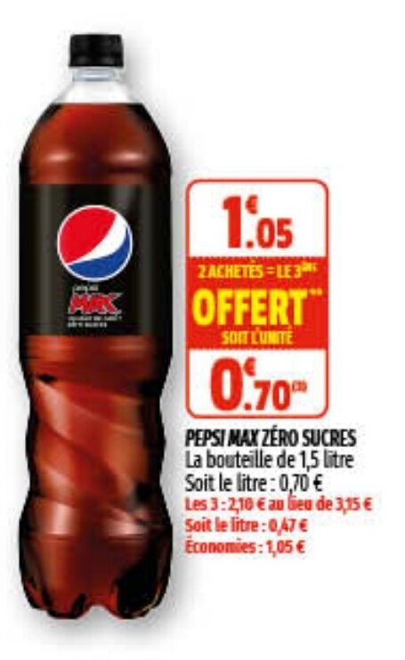 Promo Pepsi max zéro sucres chez Coccimarket