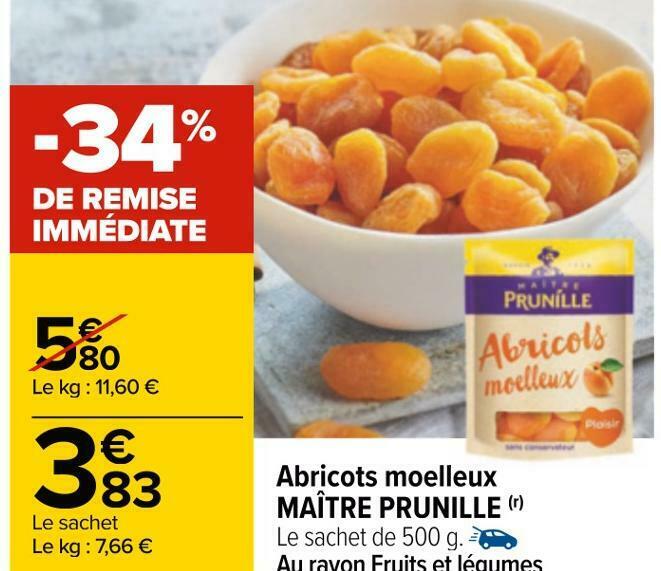 Promo Maître prunille abricots moelleux chez Carrefour