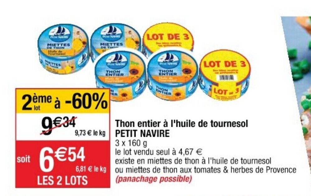 Promo Thon Entier L Huile De Tournesol Petit Navire Chez Cora