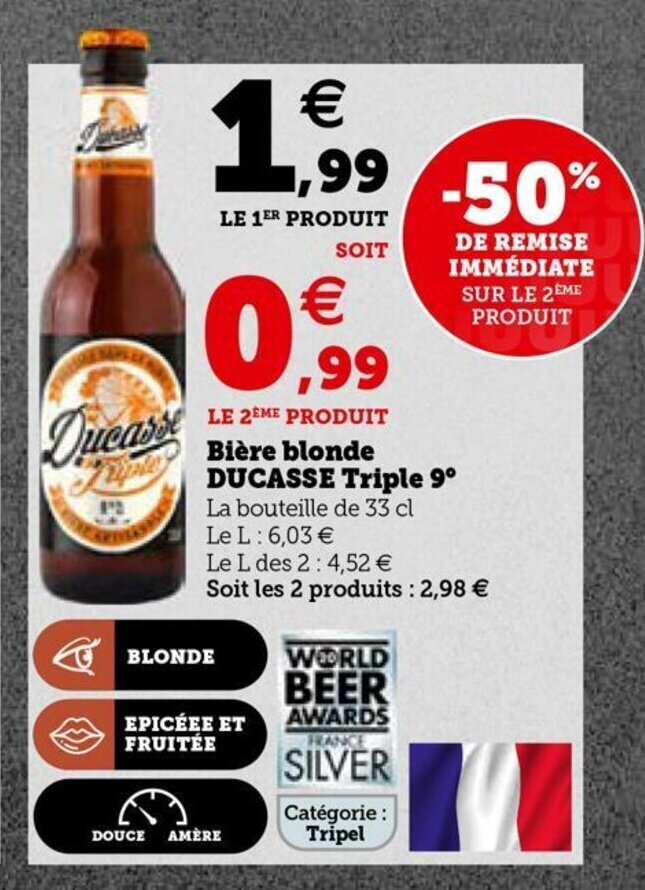 Promo Biére Blonde DUCASSE Triple 9 chez Super U