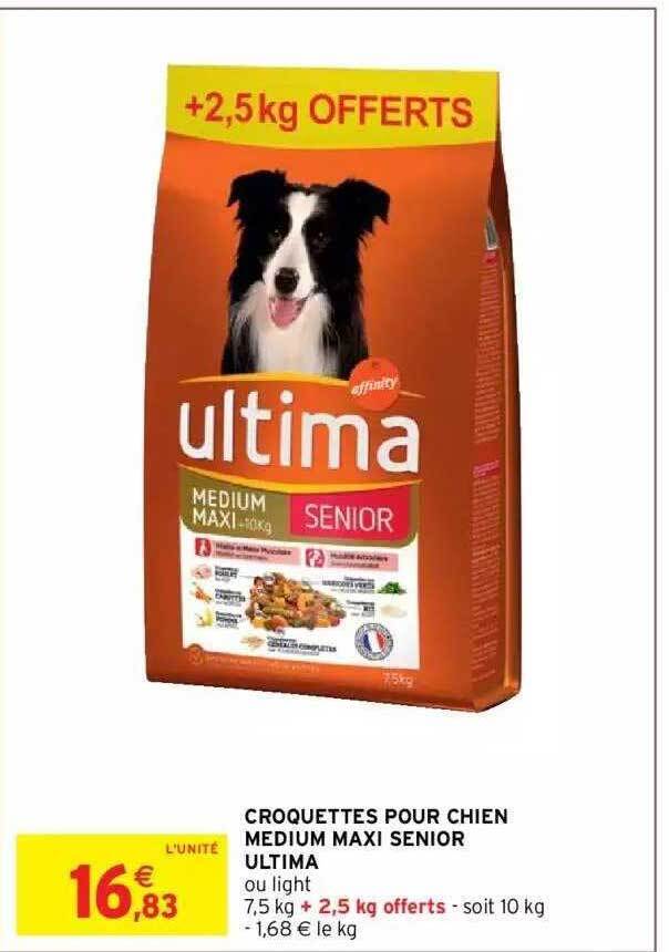 Promo Croquettes Pour Chien Medium Maxi Senior Ultima Chez Intermarch