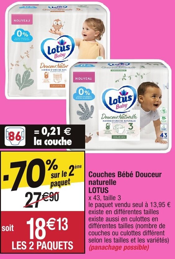 Promo Couches B B Douceur Naturelle Lotus Chez Migros