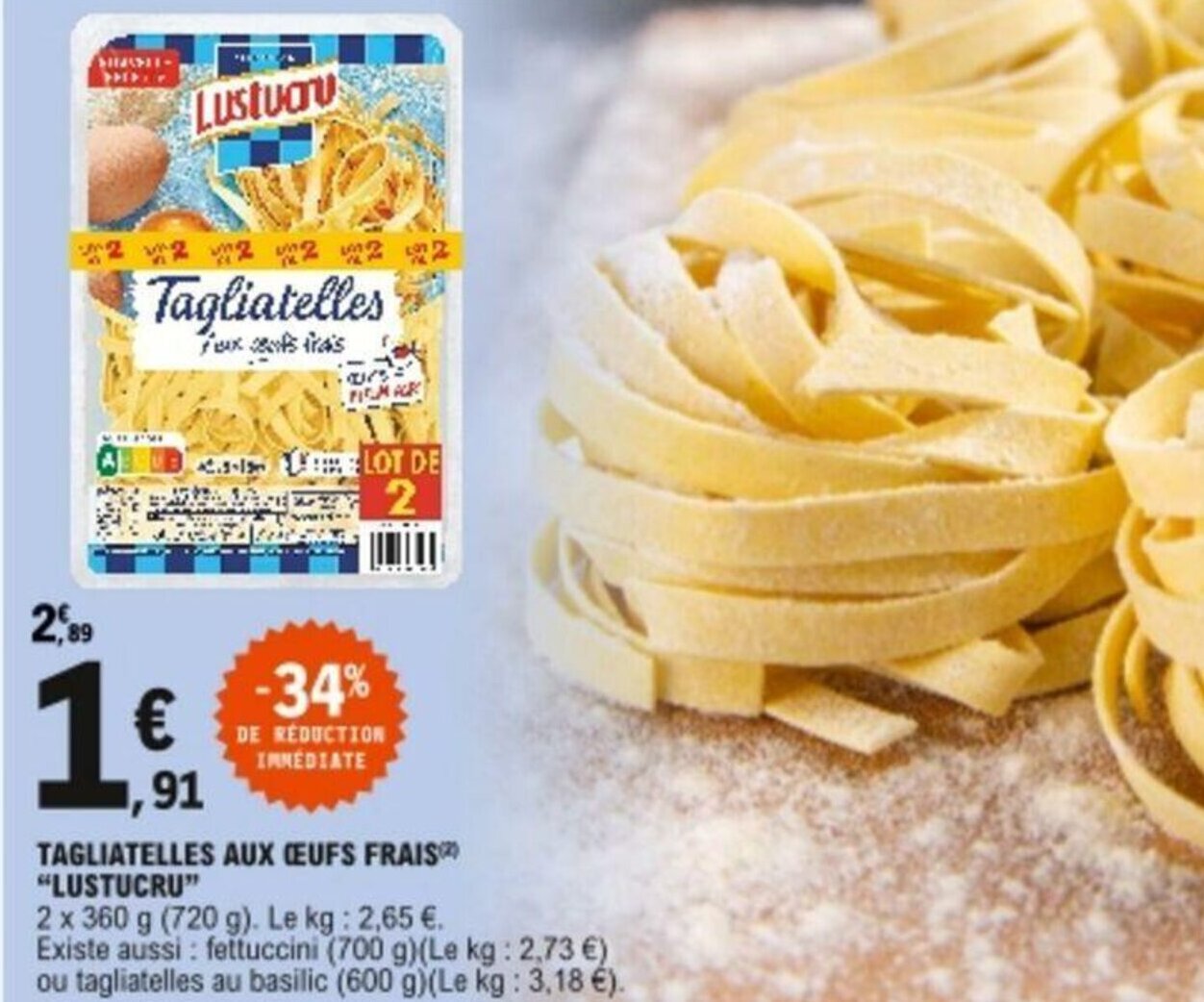 Promo Tagliatelles aux œufs frais chez E Leclerc