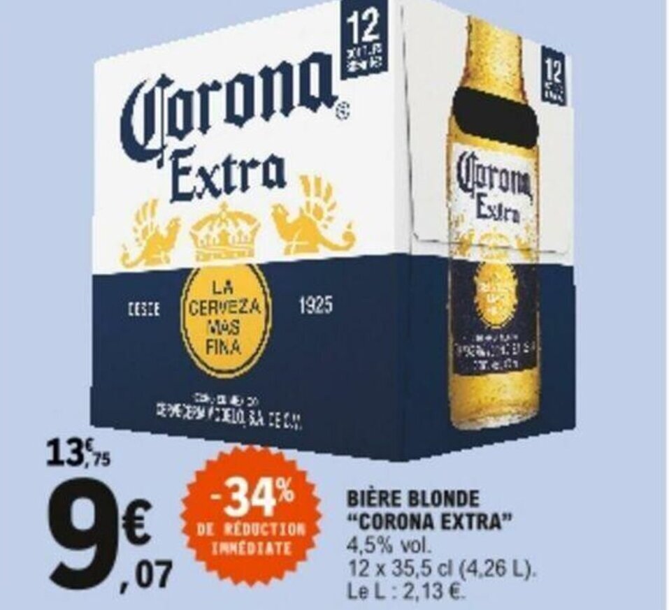 Promo Bière Blonde Corona Extra chez E Leclerc