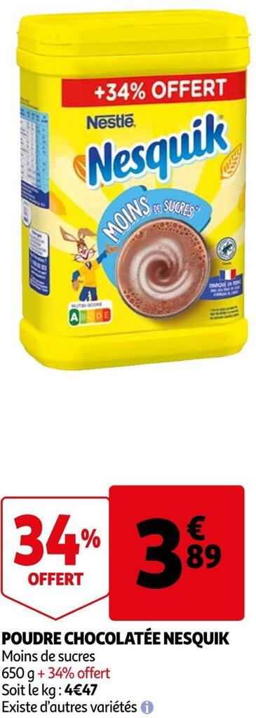 Promo Nesquik Poudre Chocolat E Chez Auchan