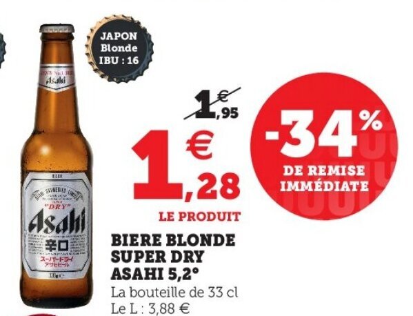 Promo Biere Blonde Super Dry Asahi Chez Hyper U