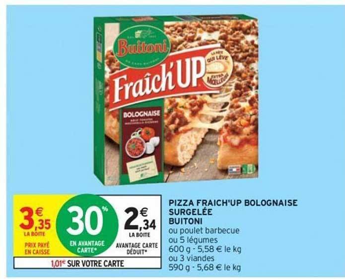 Promo Pizza Fraîch up Bolognaise Surgelée Buitoni chez Intermarché Express