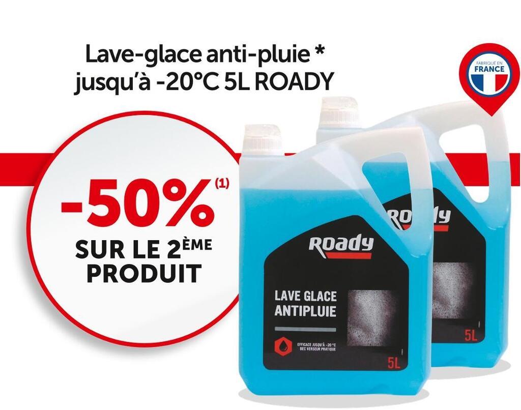 Promo Roady bon plan sur le lave glace anti pluie jusquà 20c 5l