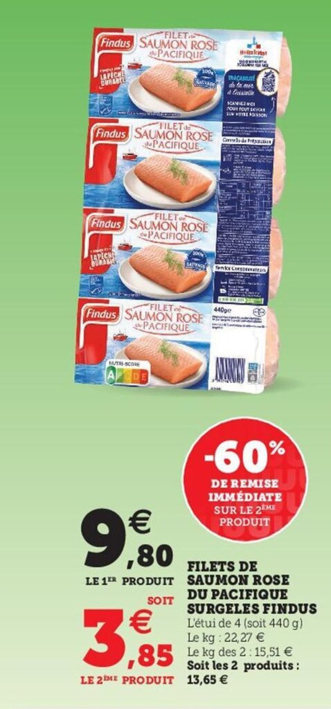 Promo Filets De Saumon Rose Du Pacifique Surgeles Findus Chez Hyper U