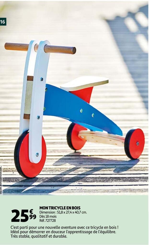 Promo One Two Fun Mon Tricycle En Bois Chez Auchan