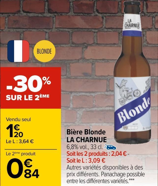 Promo La Charnue Bi Re Blonde Chez Carrefour