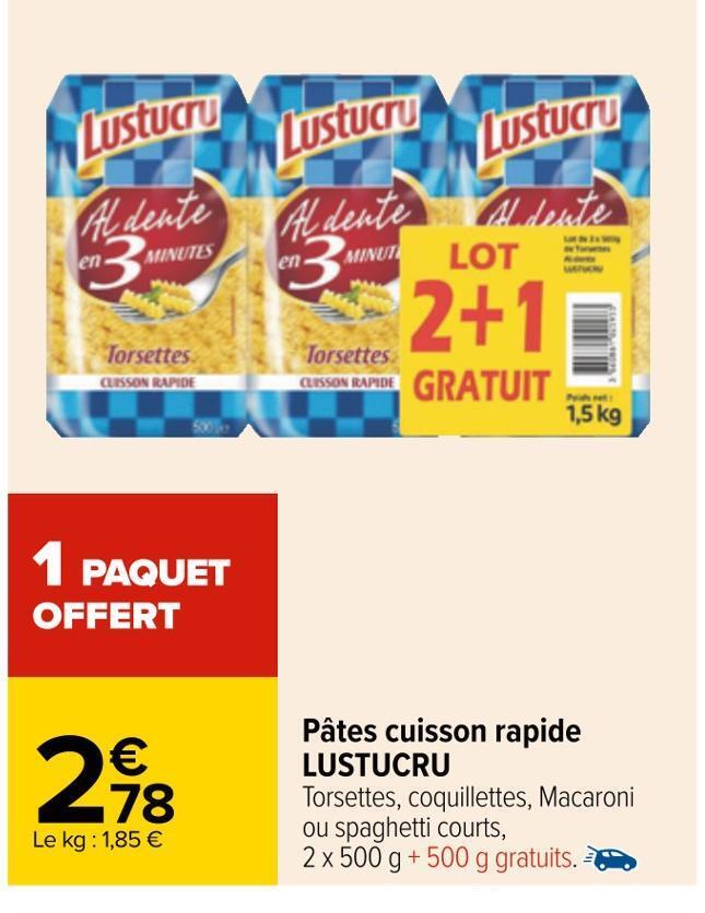 Promo Lustucru P Tes Cuisson Rapide Chez Carrefour