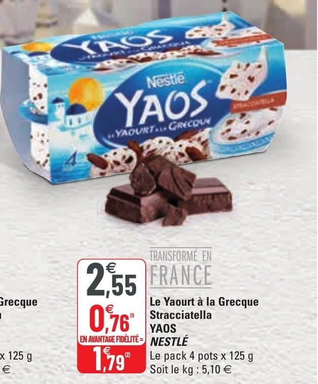 Promo Le yaourt à la grecque stracciatella YAOS NESTLÉ chez G20