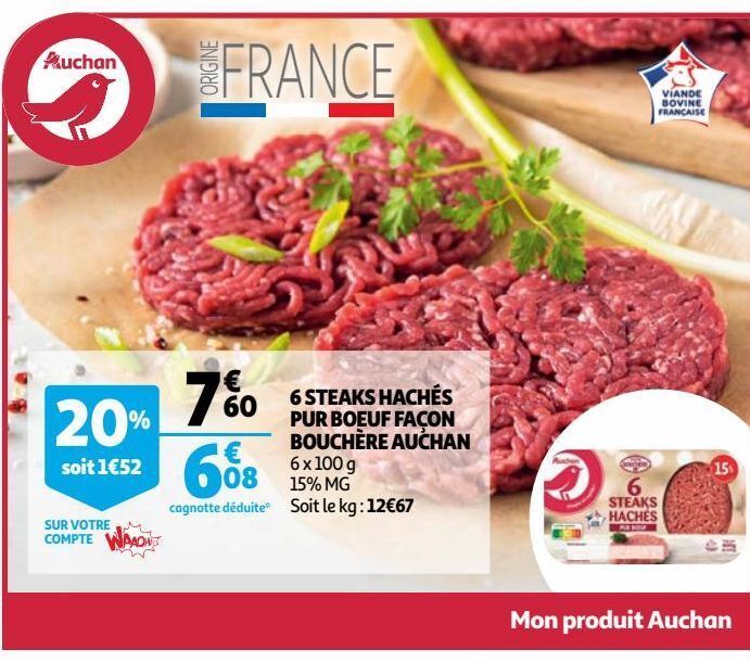 Promo Steaks Hach S Pur Boeuf Fa On Bouch Re Auchan Chez Auchan