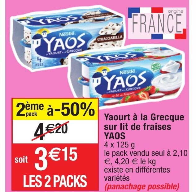 Promo Yaourt La Grecque Sur Lit De Fraises Yaos Chez Migros