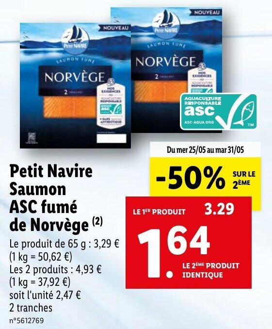 Promo Petit Navire Saumon Asc Fum De Norv Ge Chez Lidl