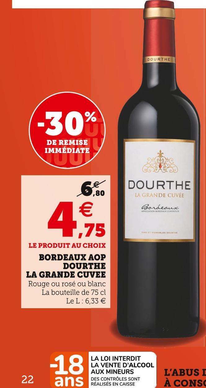 Promo Bordeaux Aop Dourthe La Grande Cuvee Chez U Express