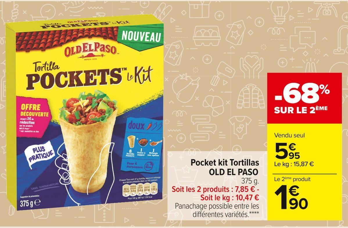 Promo Old El Paso Pocket Kit Tortillas Chez Carrefour Market