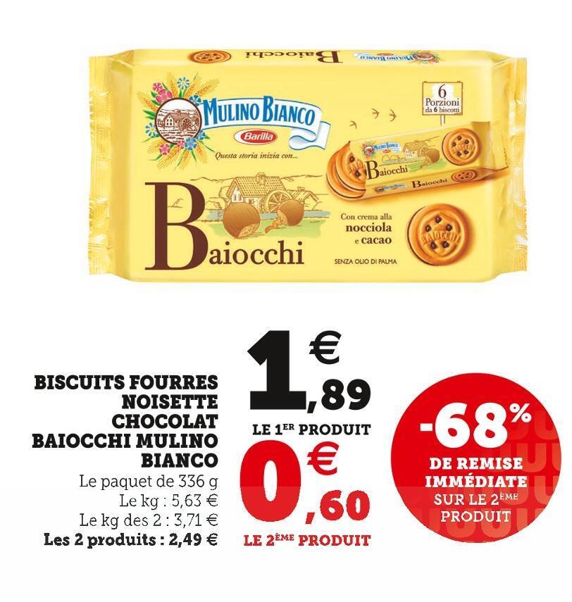 Promo Mulino Bianco Biscuits Fourres Noisette Chocolat Baiocchi Chez